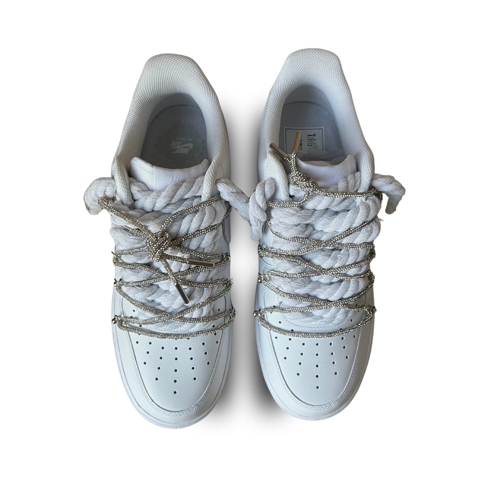 Nike Air Force 1 Diamond Rope Lace White Felülnézet