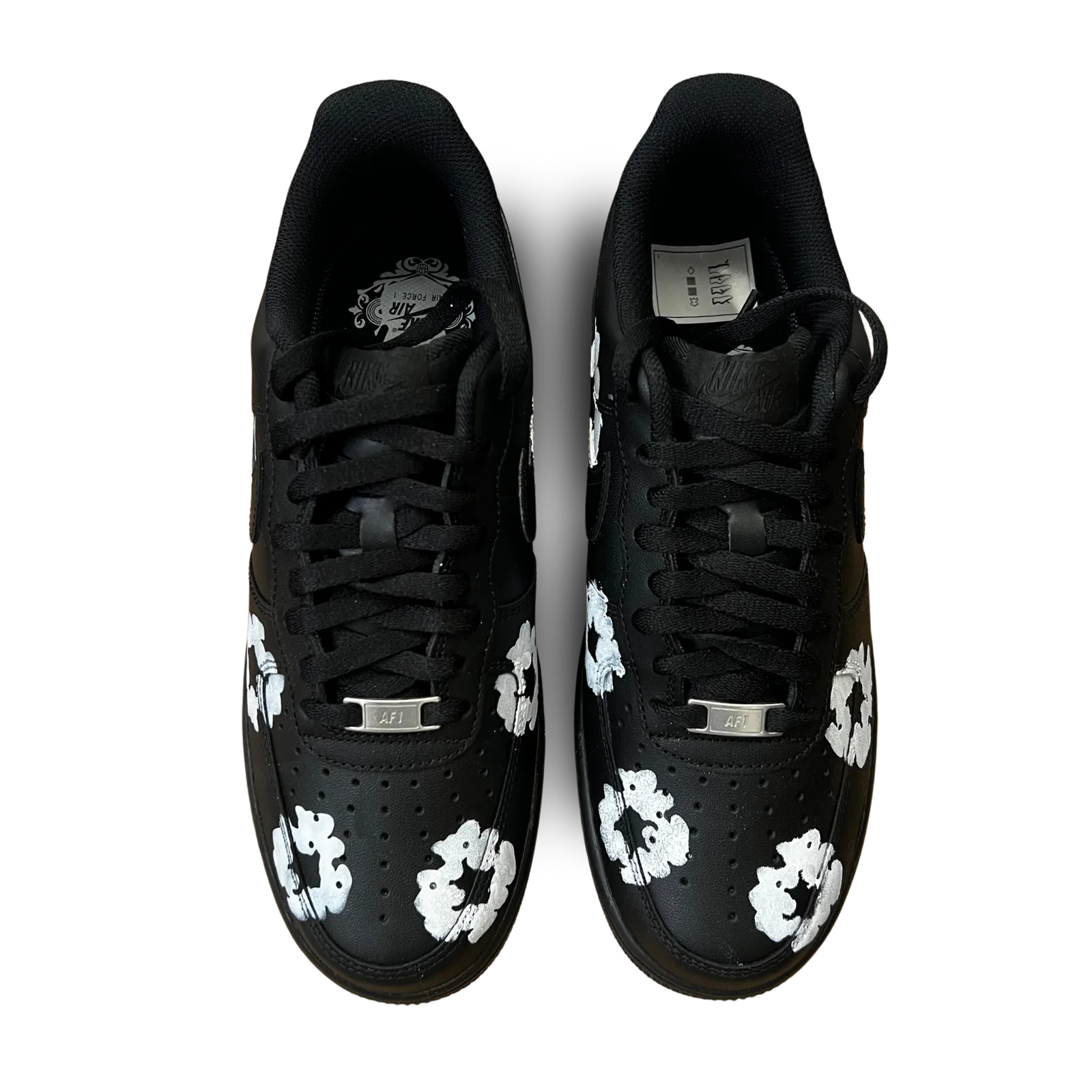 Nike Air Force 1 Low Black Denim Tears Custom Felülnézet