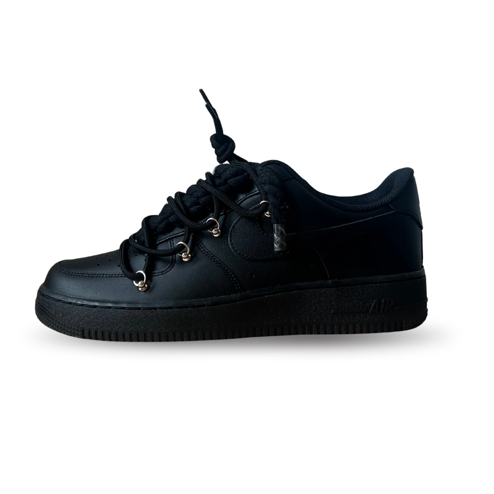 Nike Air Force 1 Black Laced Up Rope Lace Black Oldalnézet