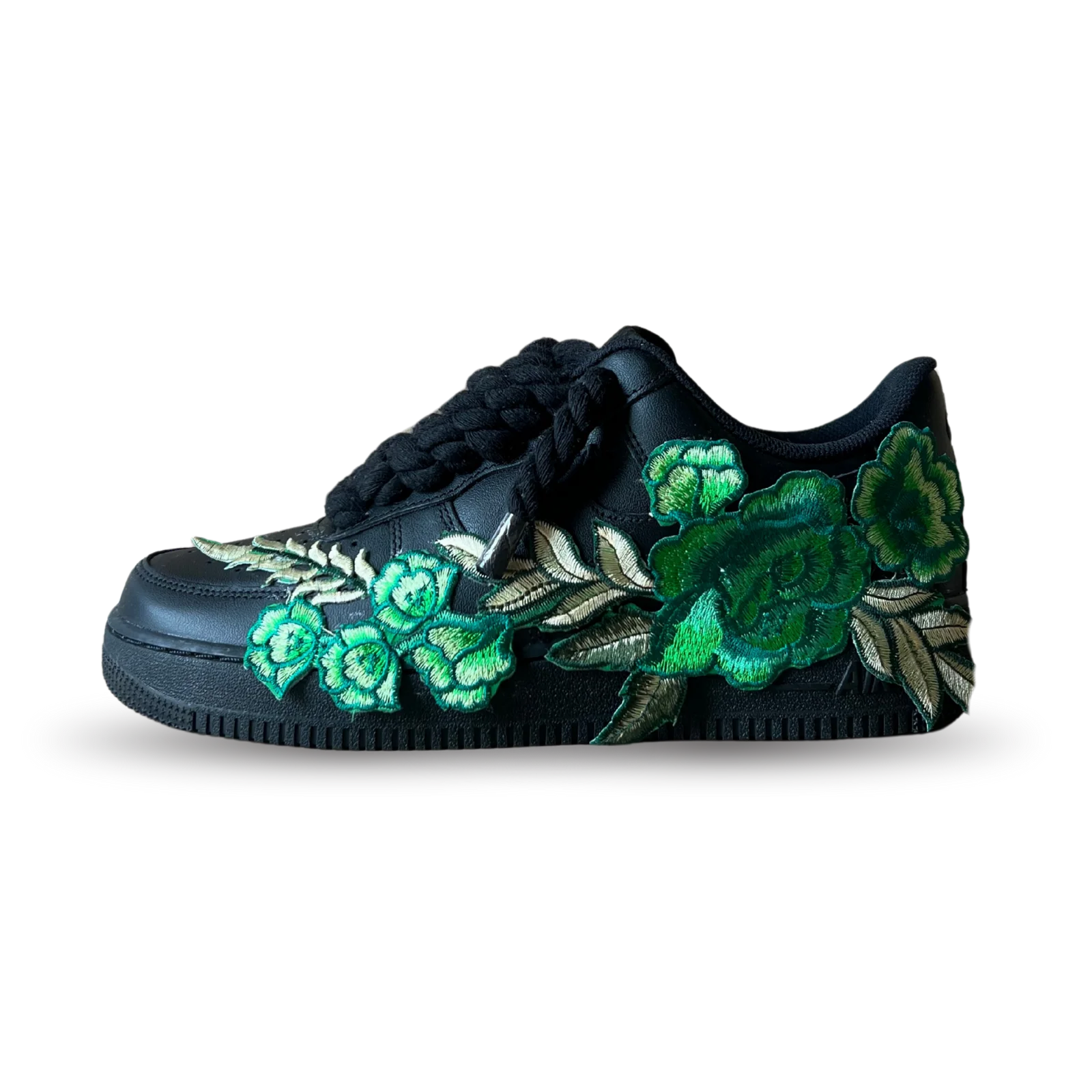 Nike Air Force 1 Black Rope Lace Green Rose Oldalnézet