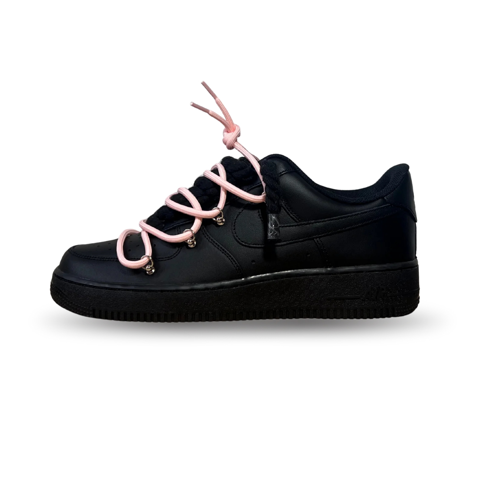 Nike Air Force 1 Black Laced Up Rope Lace Pink Oldalnézet