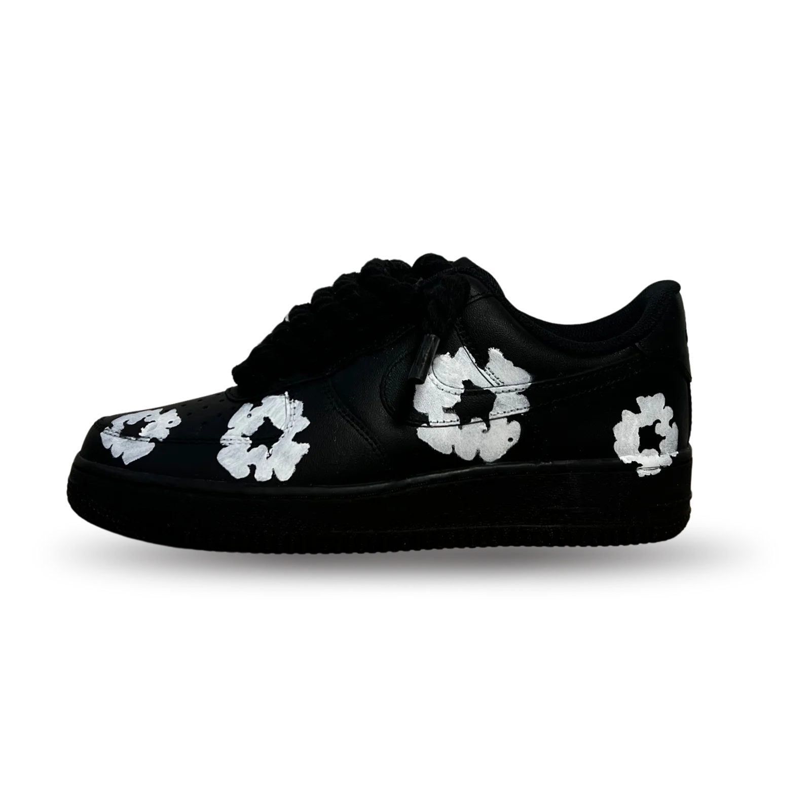 Nike Air Force 1 Low Black Denim Tears Custom Rope Lace Oldalnézet