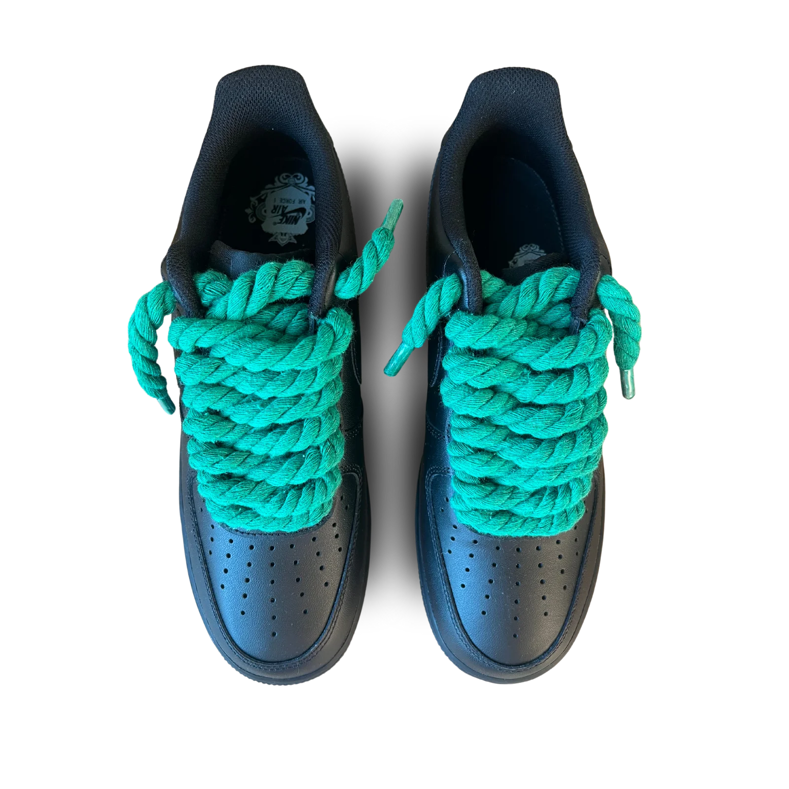 Nike Air Force 1 Black Rope Lace Green Felülnézet