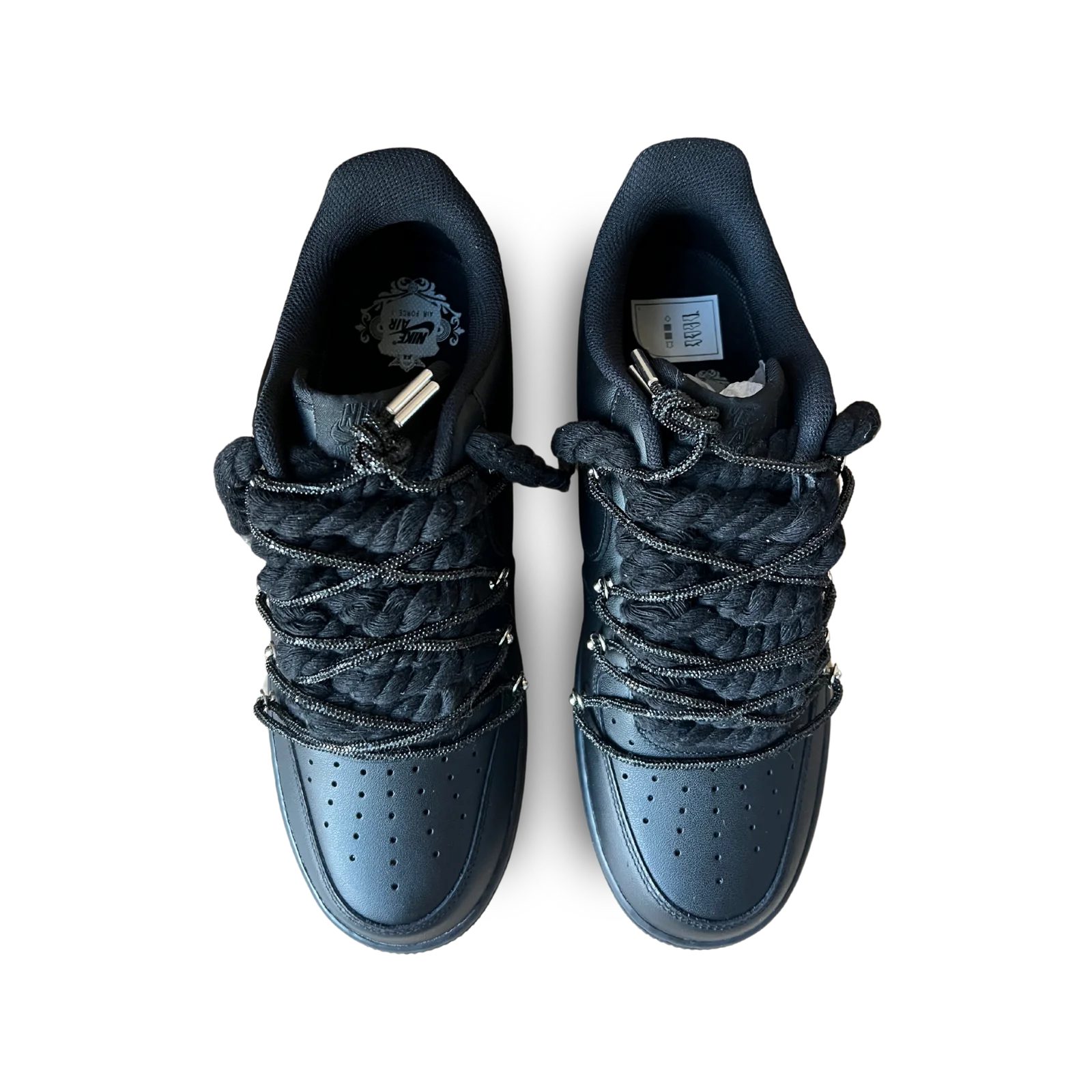 Nike Air Force 1 Black Diamond Rope Lace Black Felülnézet
