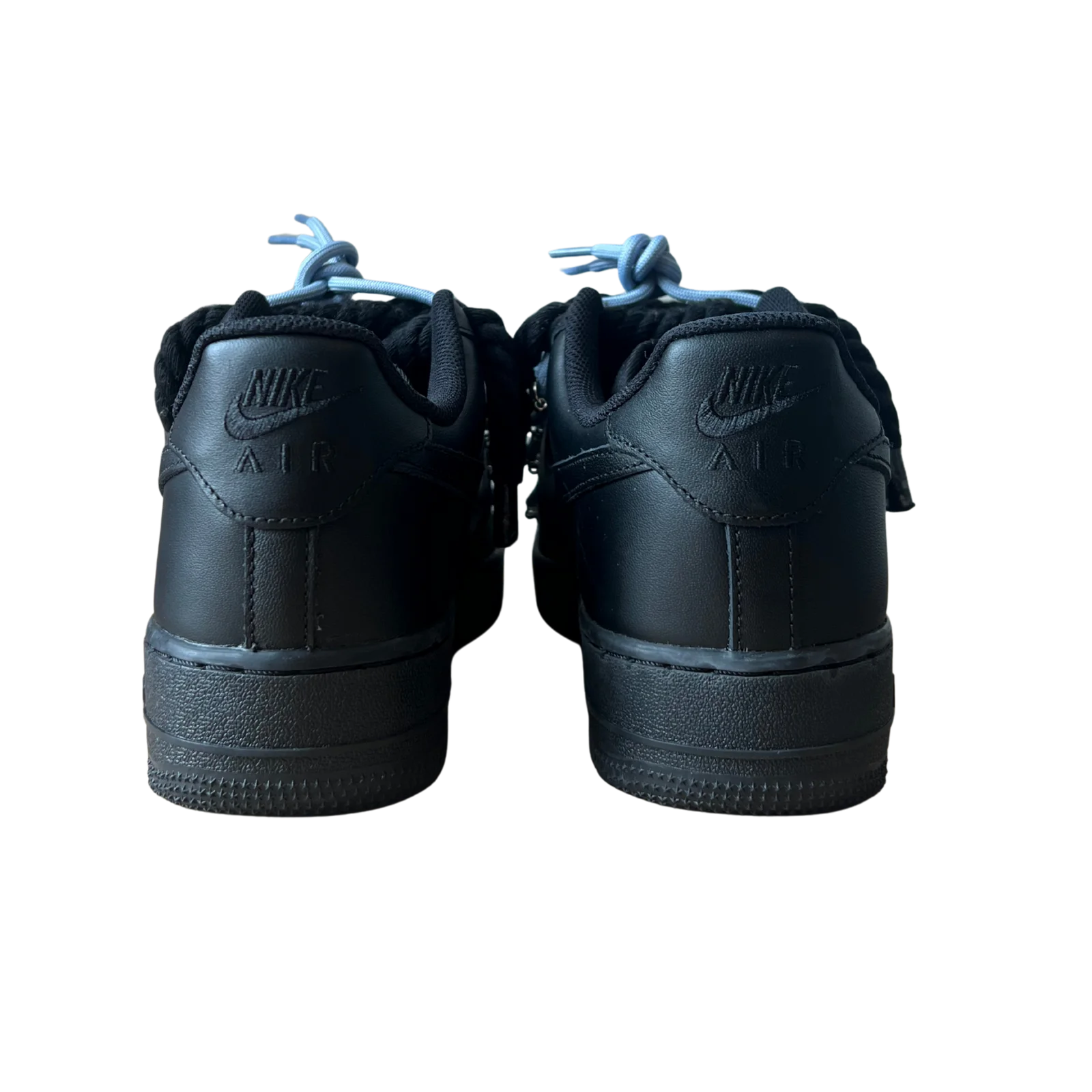 Nike Air Force 1 Black Laced Up Rope Lace Blue Hátulnézet