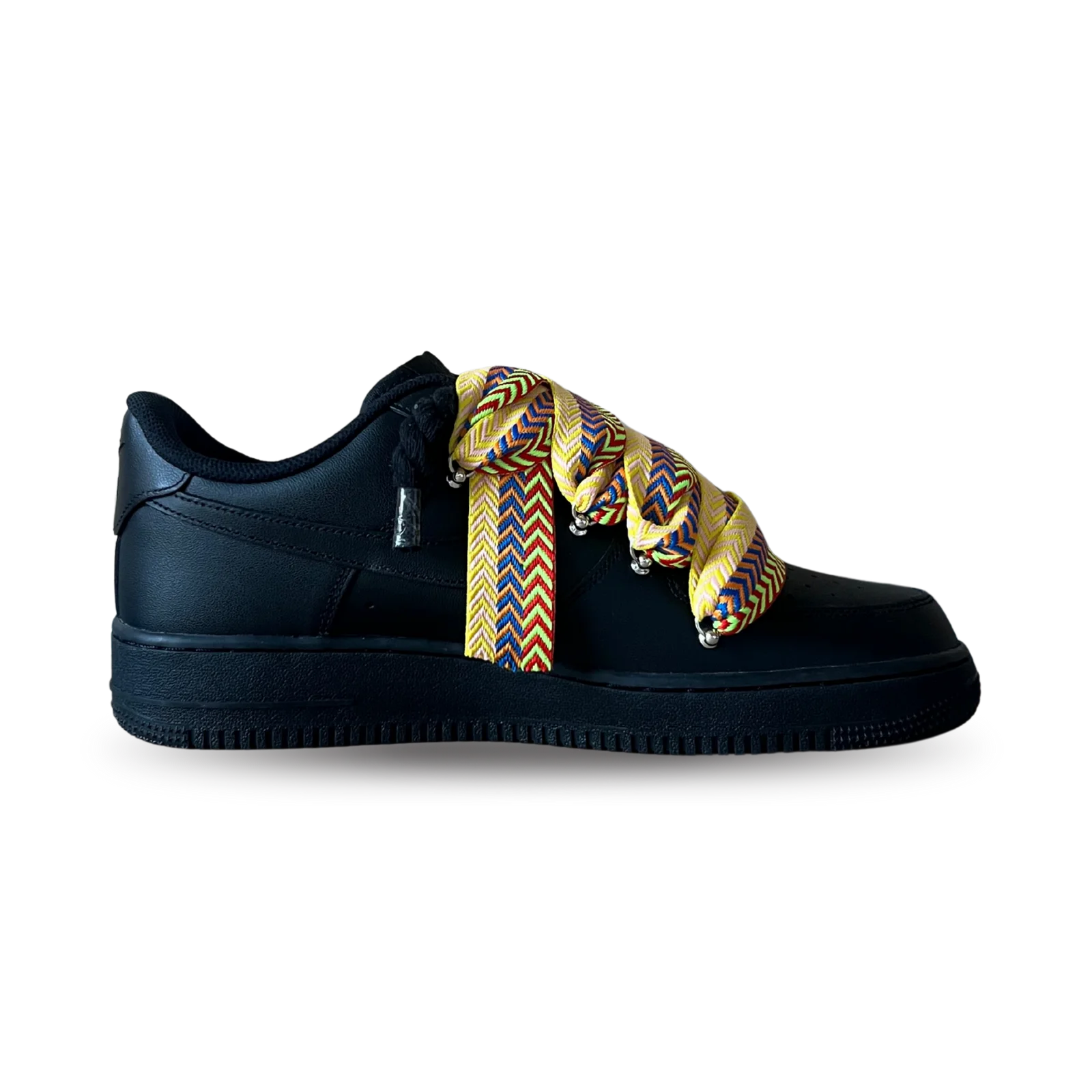 Nike Air Force 1 Black Lanvin Rope Lace Yellow Blue Belső oldalnézet