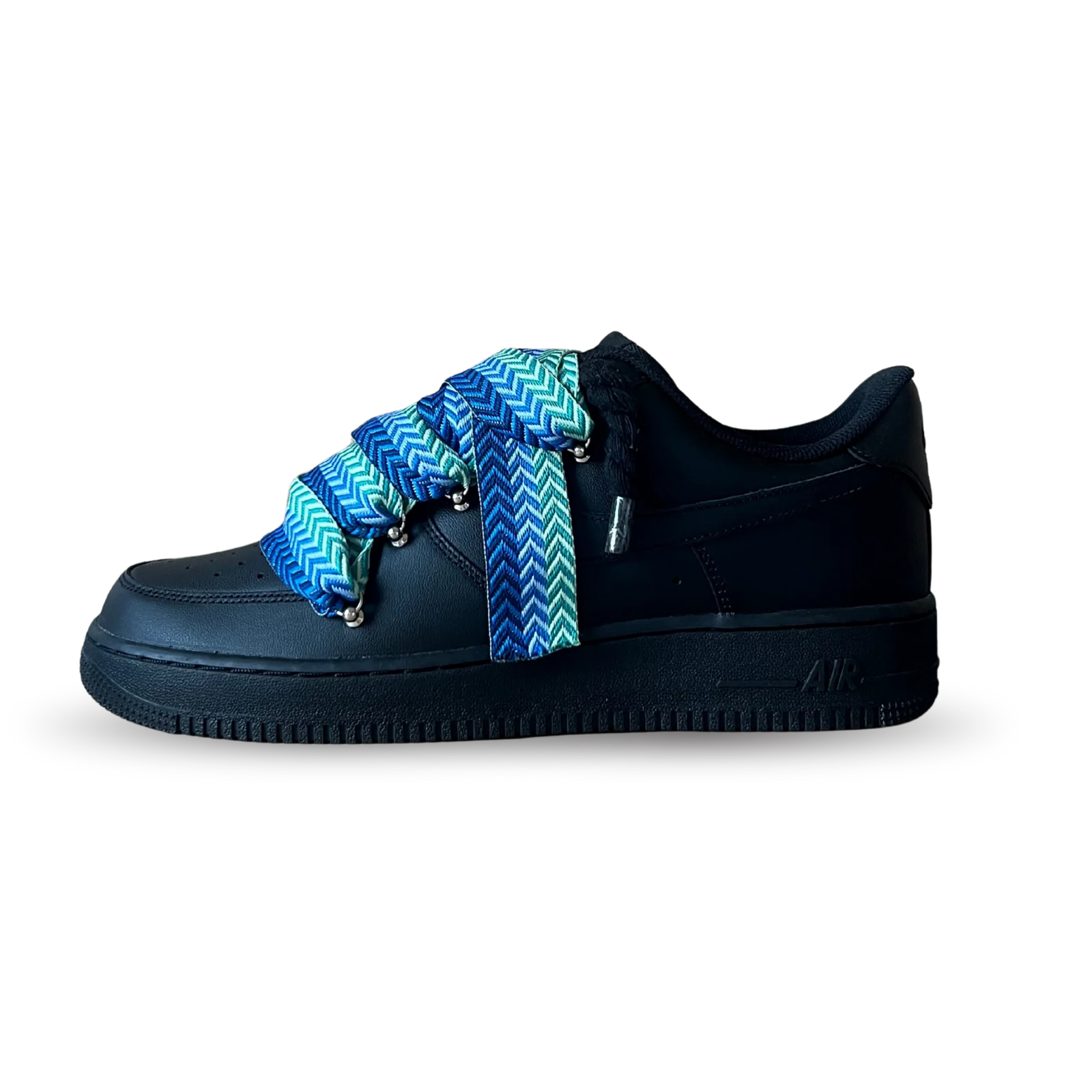 Nike Air Force 1 Black Lanvin Rope Lace Blue Black Oldalnézet