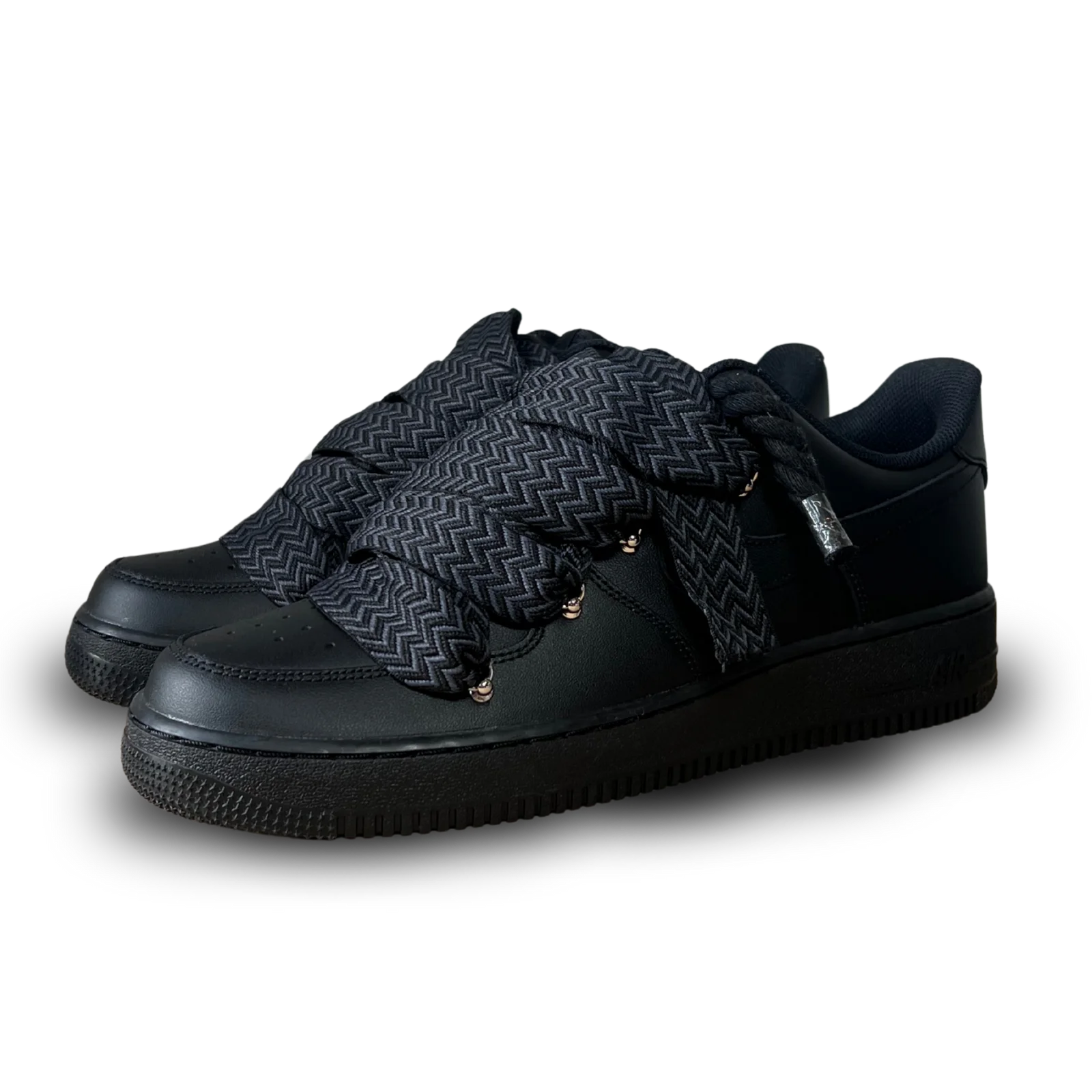 Nike Air Force 1 Black Lanvin Rope Lace Pure Black Csanadsoles