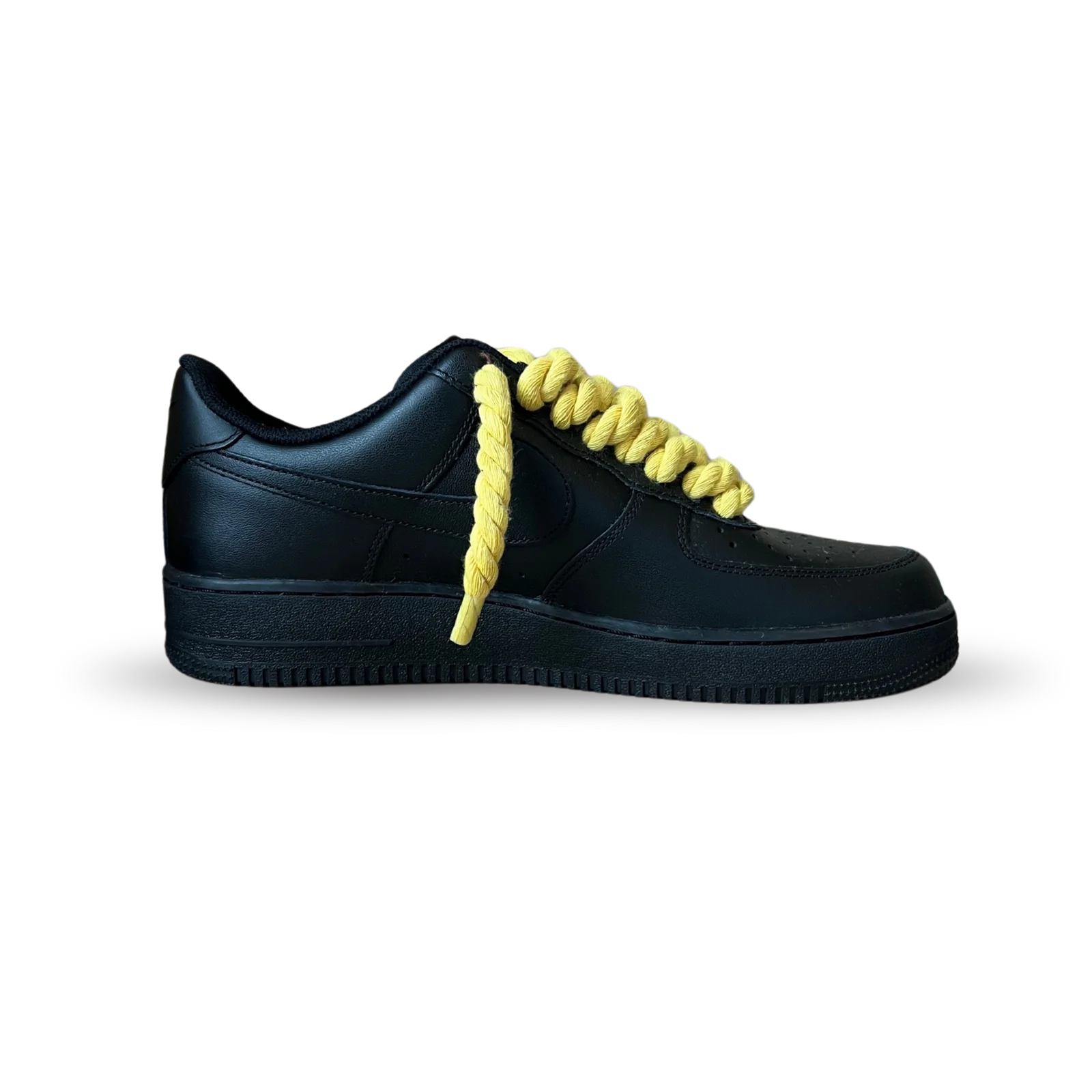Nike Air Force 1 '07 Black Chunky Rope Lace Yellow Belső oldalnézet