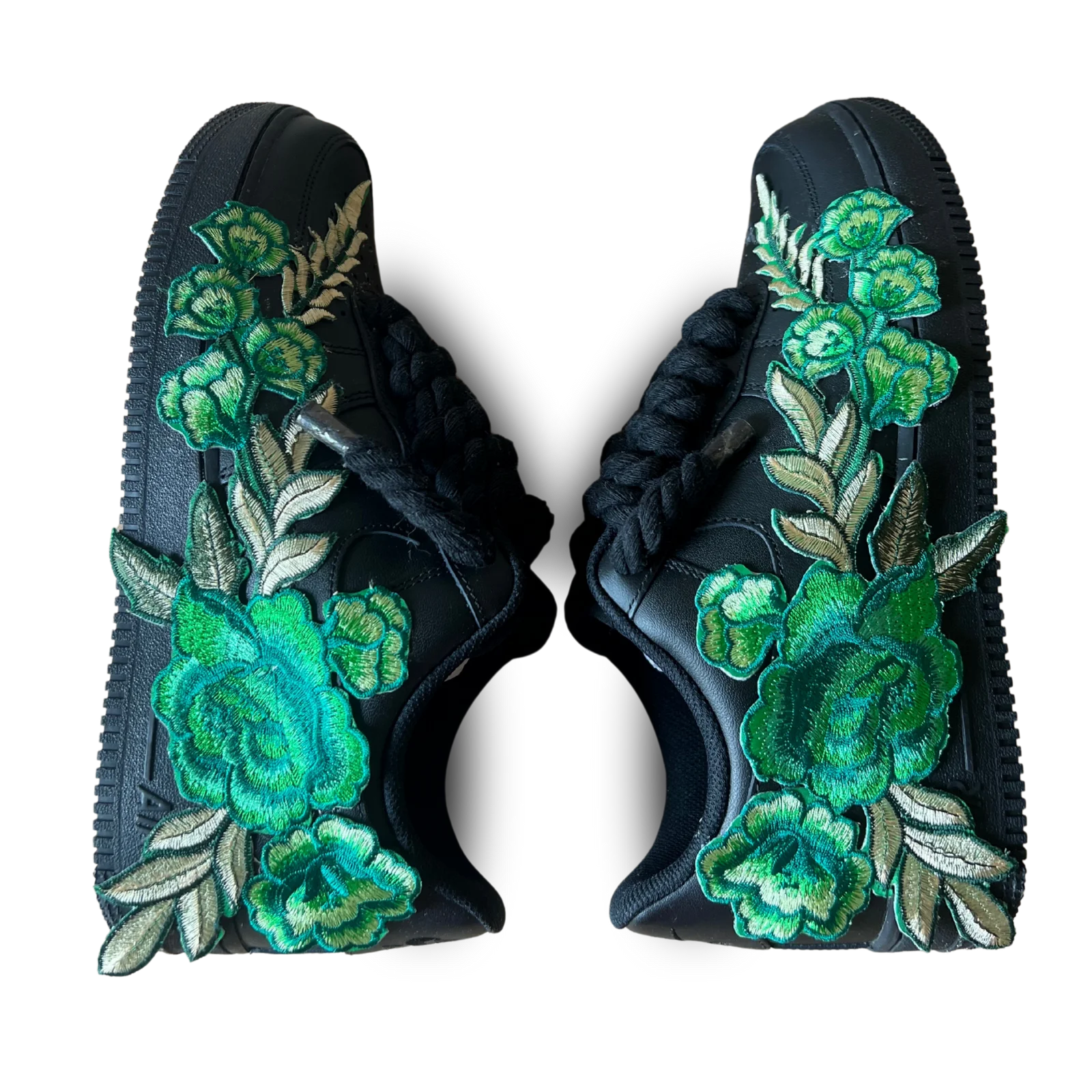 Nike Air Force 1 Black Rope Lace Green Rose Rózsanézet