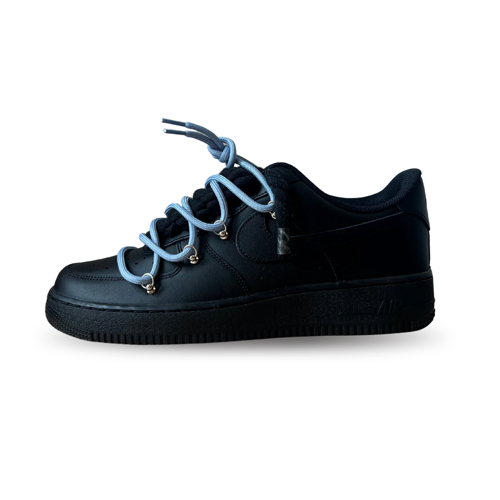 Nike Air Force 1 Black Laced Up Rope Lace Blue Oldalnézet