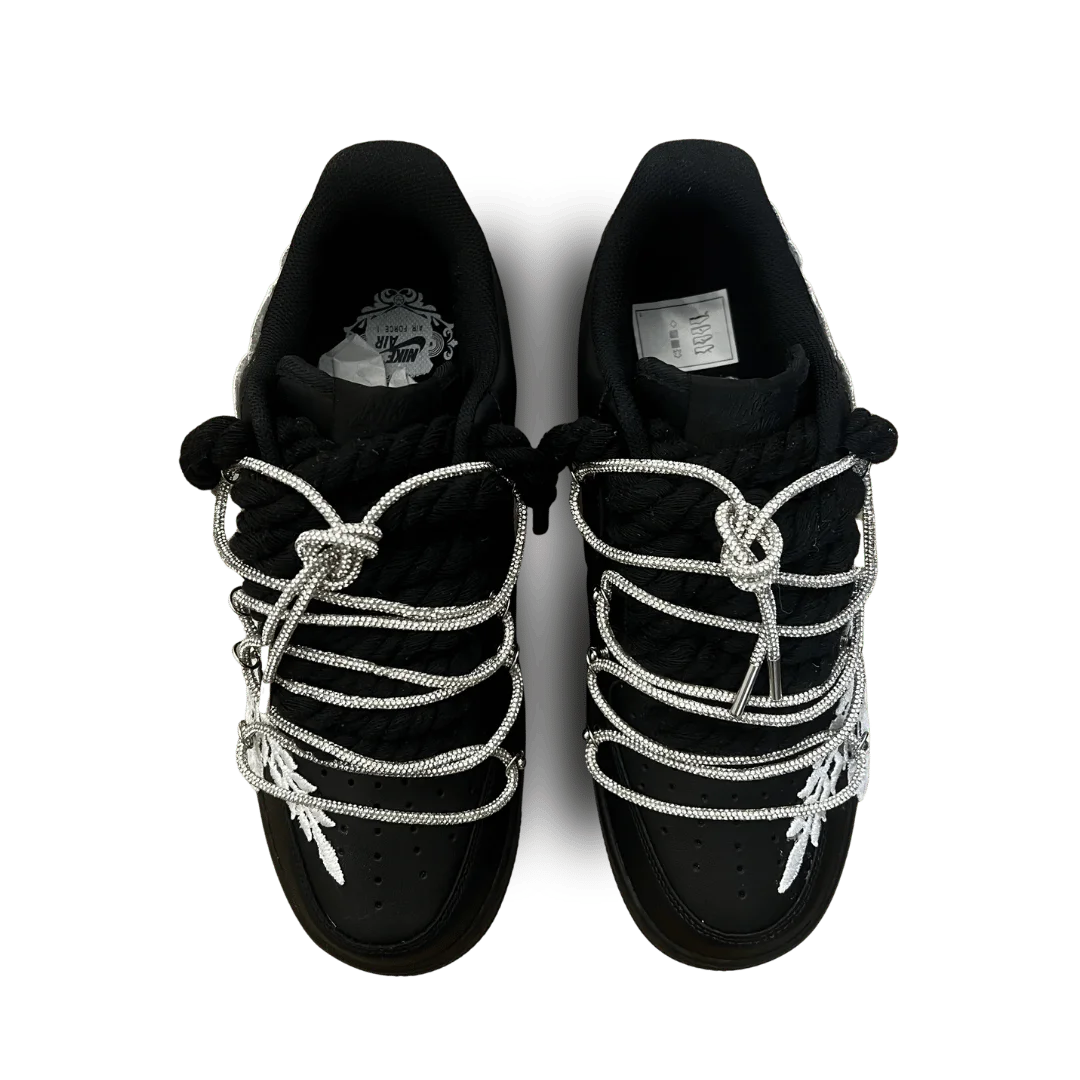 Nike Air Force 1 Black Rose White Diamond Felülnézet