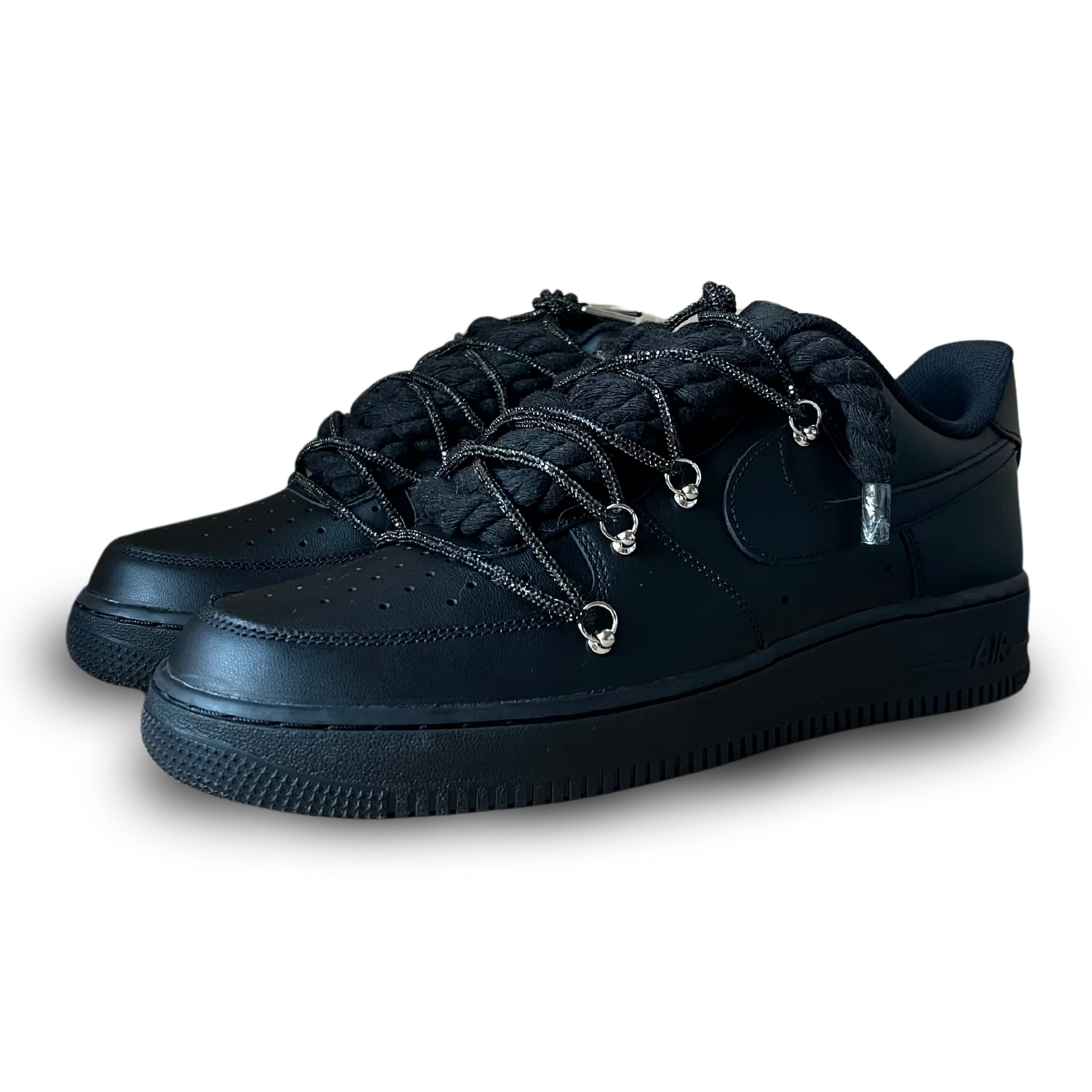 Nike Air Force 1 Black Diamond Rope Lace Black Csanadsoles