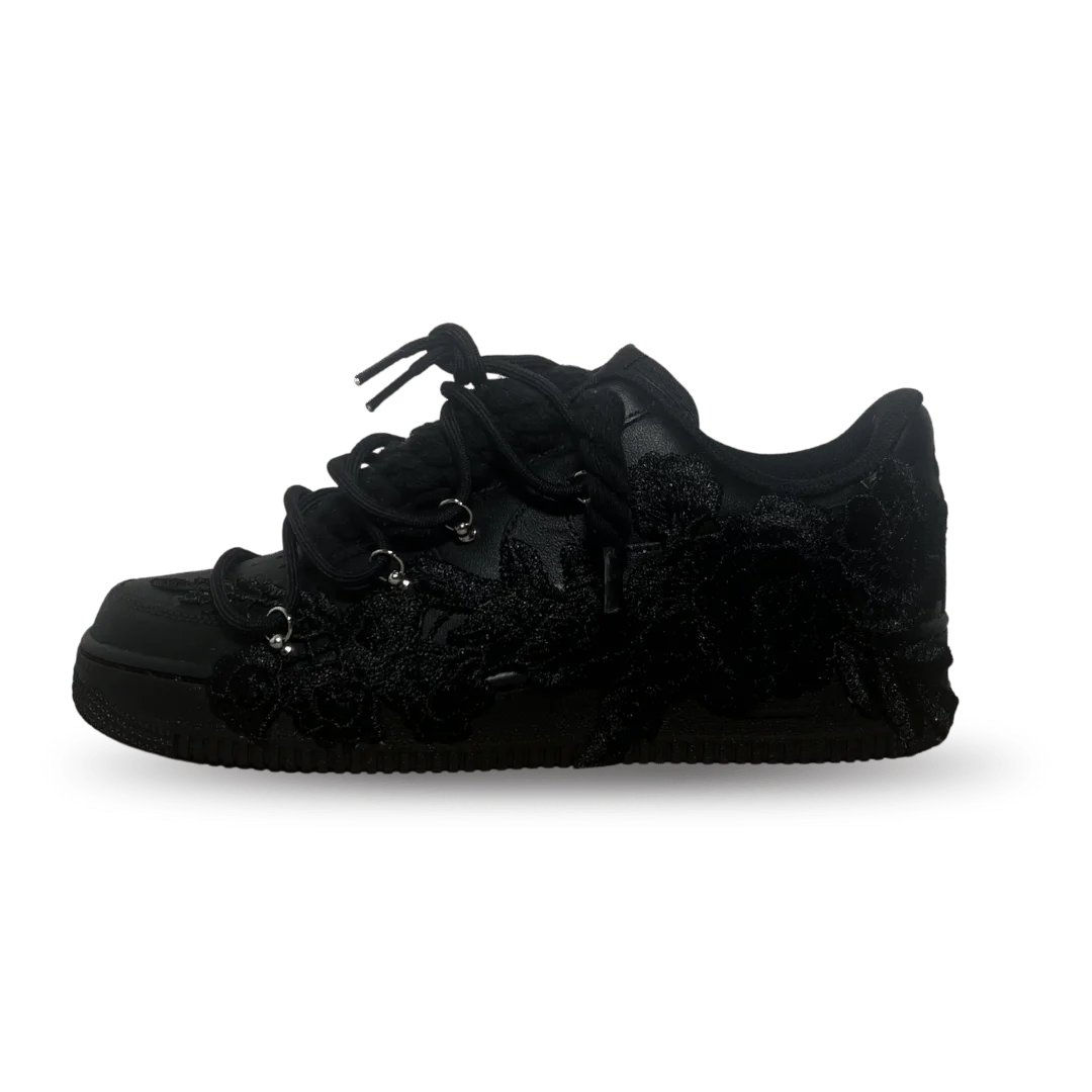 Nike Air Force 1 Black Rose Pure Black Laced Up oldalnézet