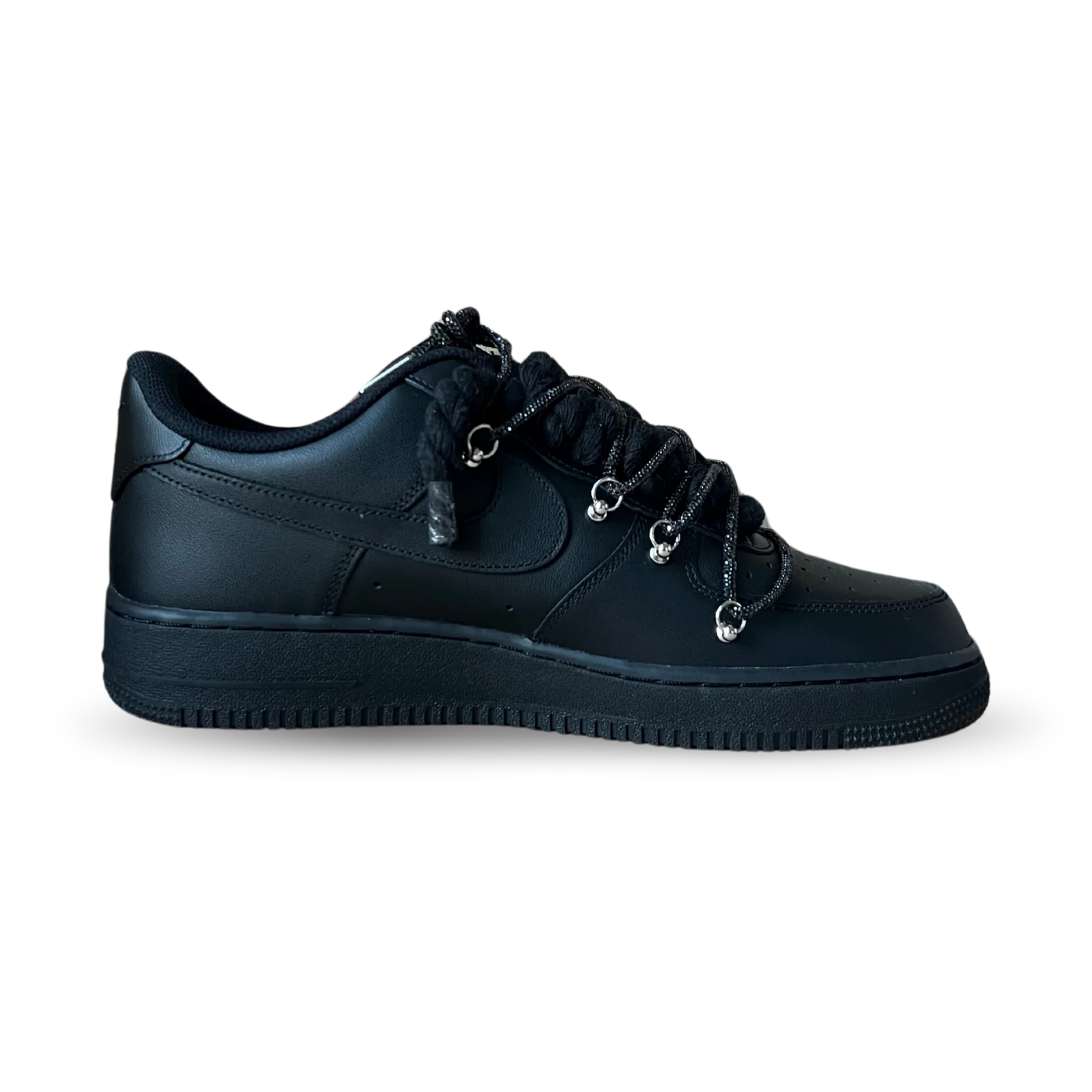 Nike Air Force 1 Black Diamond Rope Lace Black Belső oldalnézet