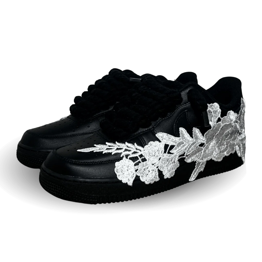 Nike Air Force 1 '07 Black Chunky Rope Lace White Rose Csanadsoles