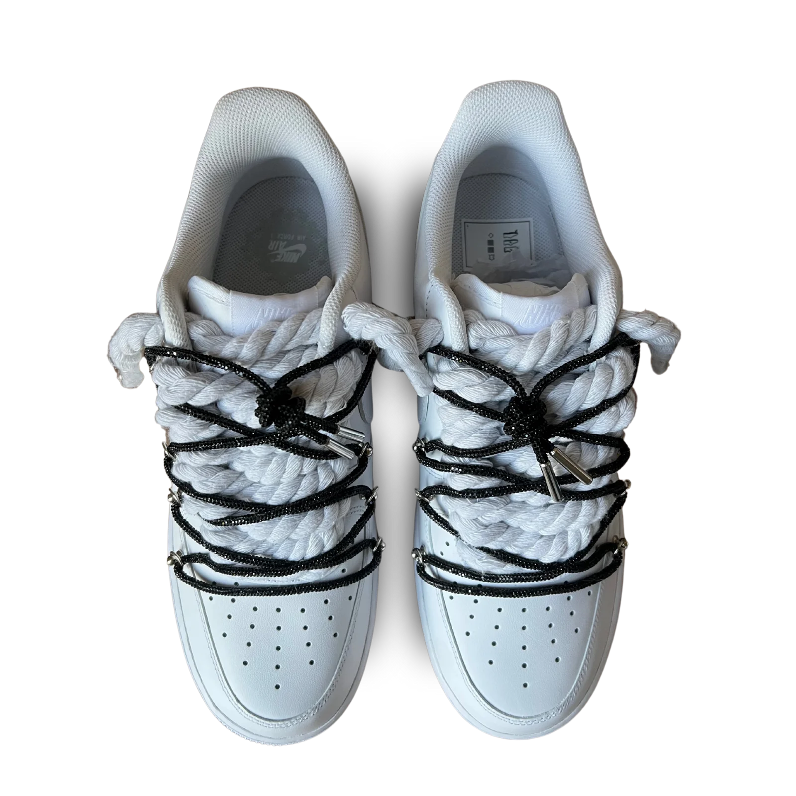 Nike Air Force 1 Diamond Rope Lace Black Felülnézet