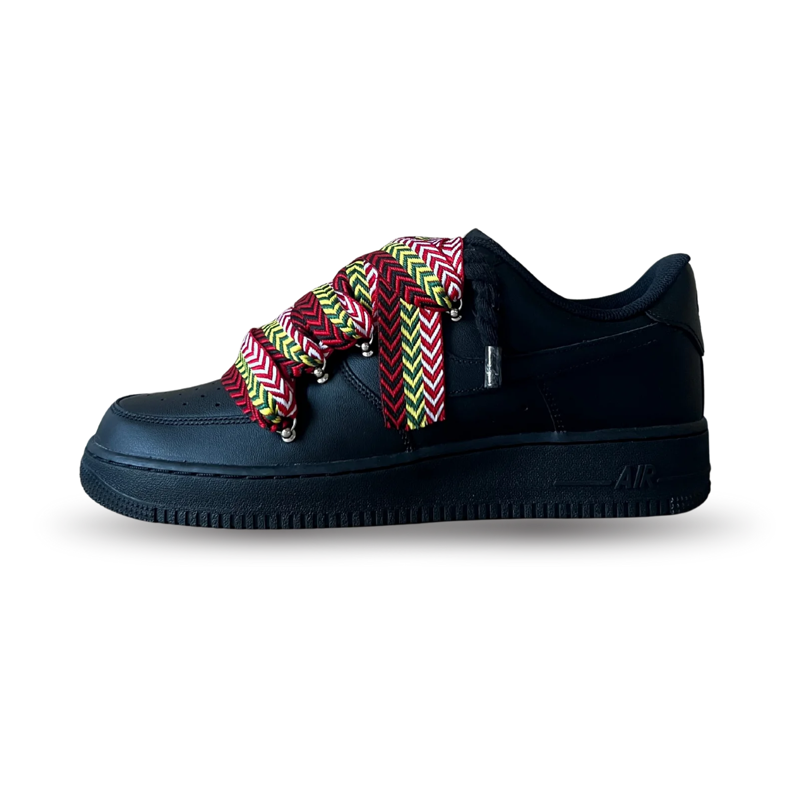 Nike Air Force 1 Black Lanvin Rope Lace Red Yellow Oldalnézet