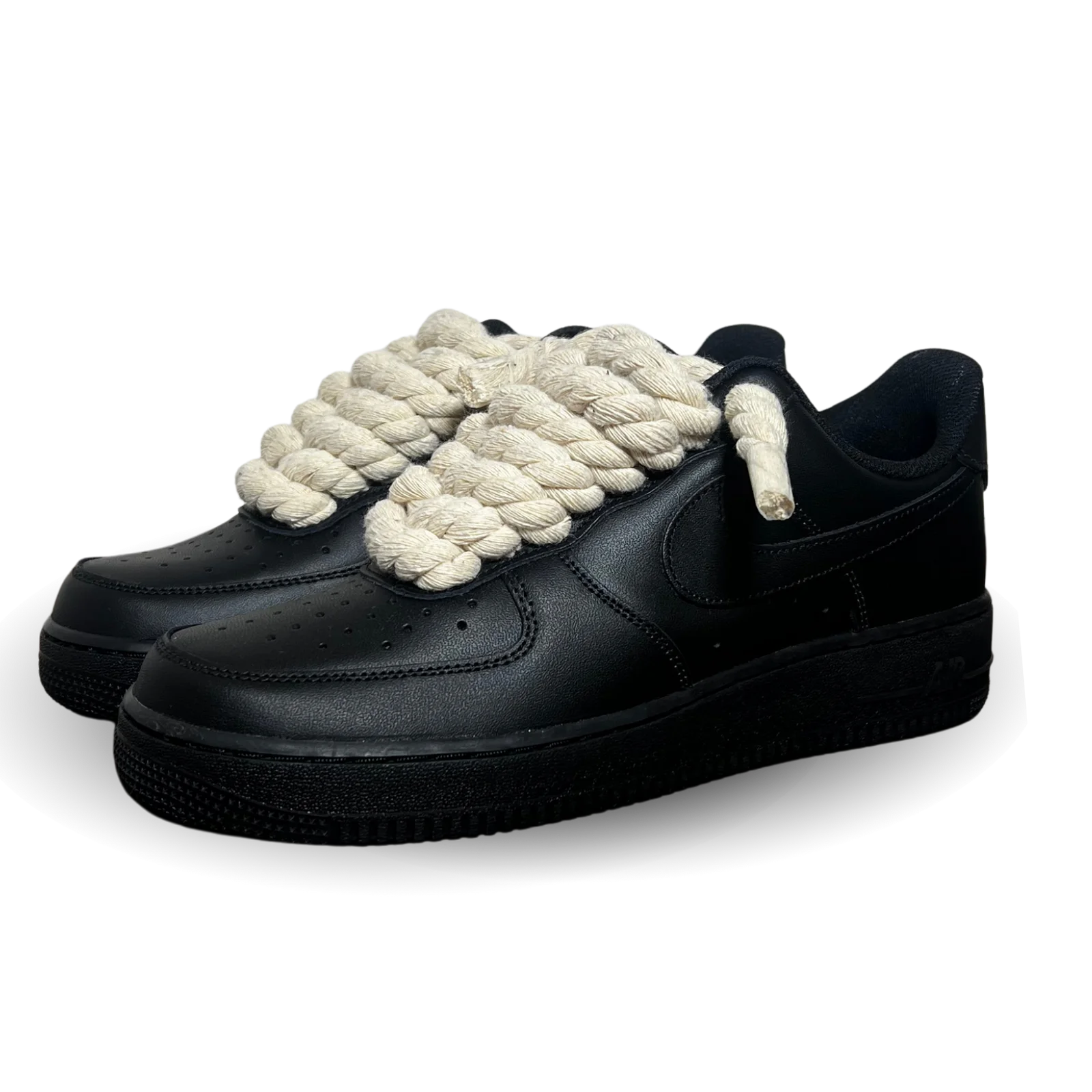 Nike Air Force 1 '07 Black Chunky Rope Lace Beige