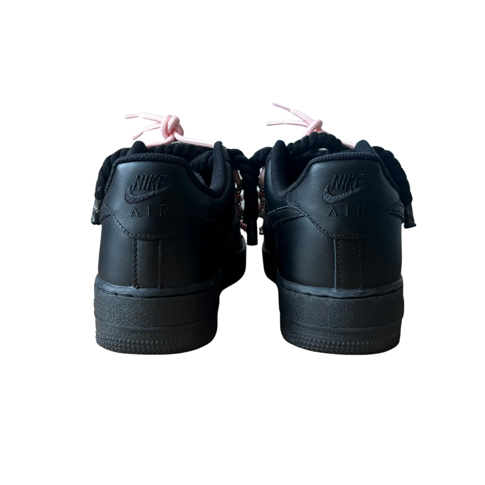 Nike Air Force 1 Black Laced Up Rope Lace Pink Hátulnézet