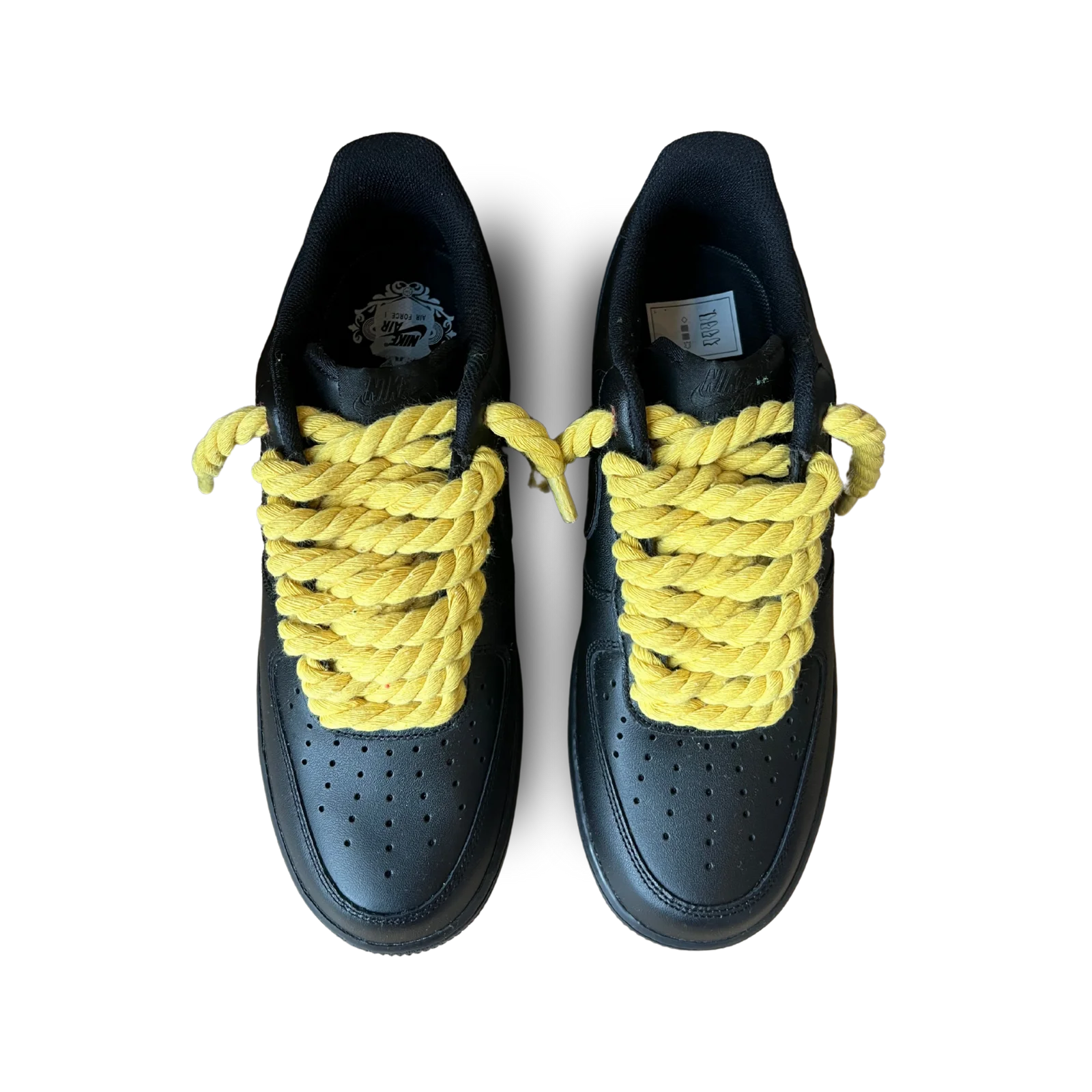 Nike Air Force 1 '07 Black Chunky Rope Lace Yellow Felülnézet