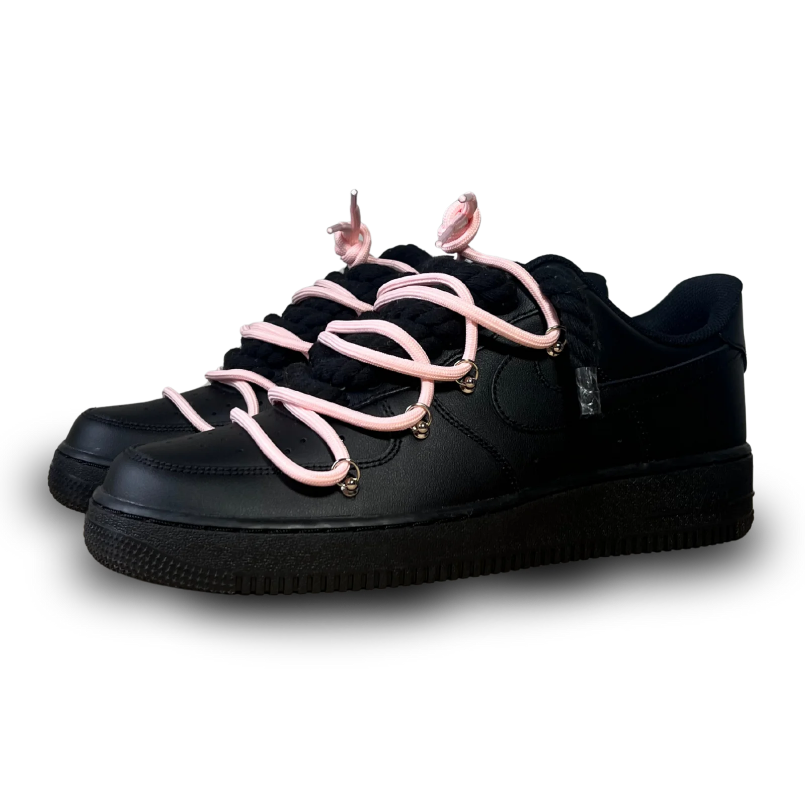 Nike Air Force 1 Black Laced Up Rope Lace Pink Csanadsoles