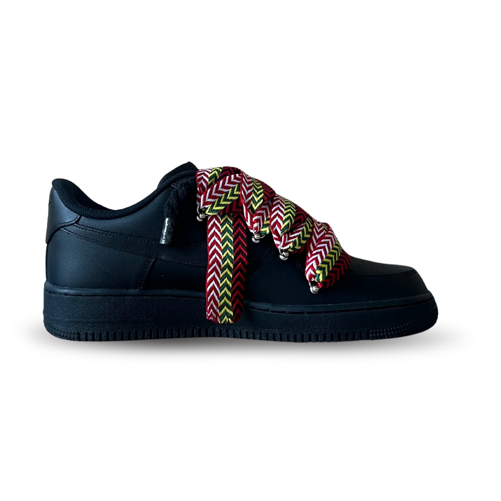Nike Air Force 1 Black Lanvin Rope Lace Red Yellow Belső oldalnézet