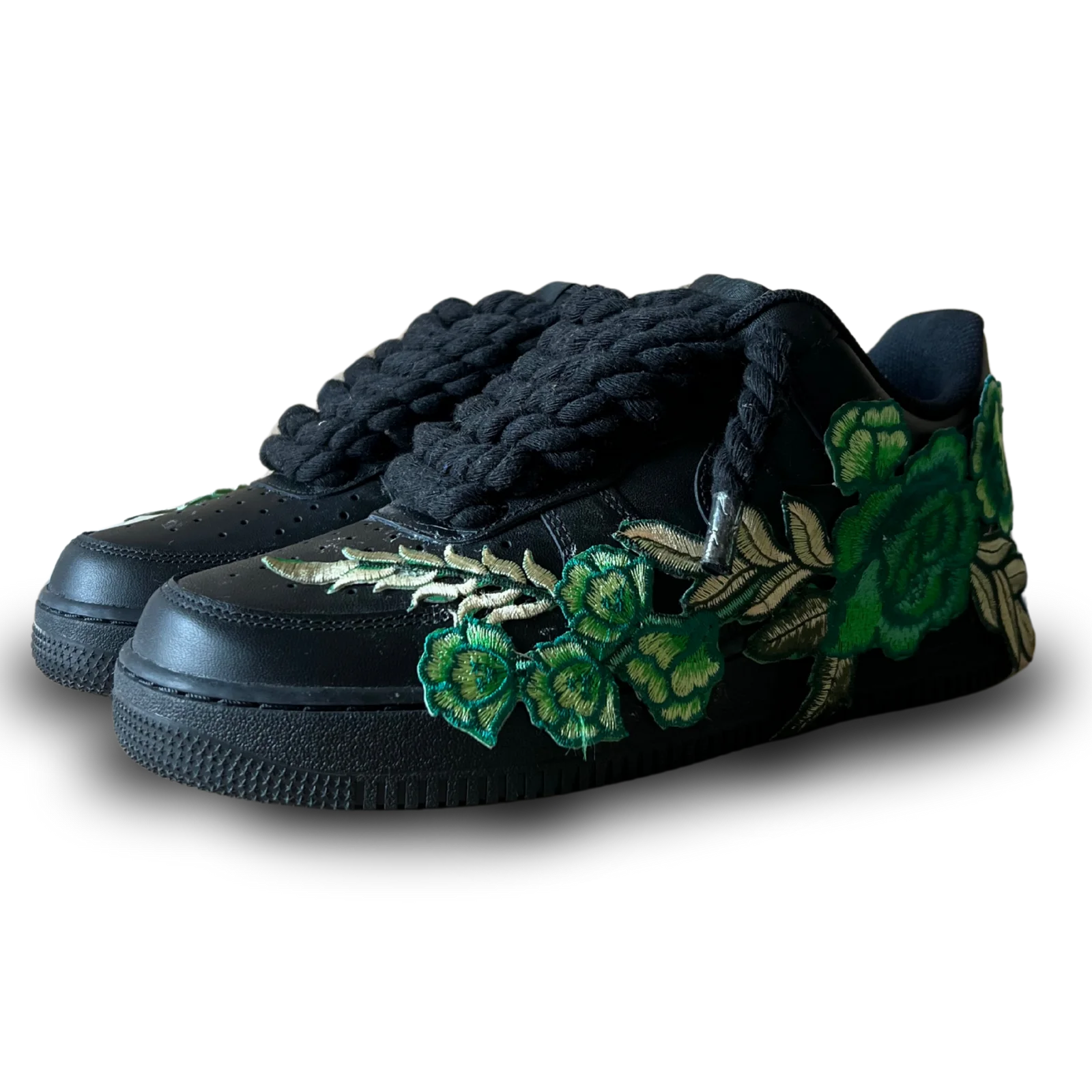 Nike Air Force 1 Black Rope Lace Green Rose Csanadsoles