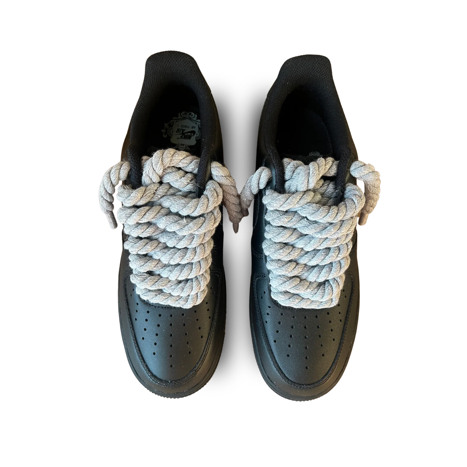 Nike Air Force 1 Black Rope Lace Grey Felülnézet