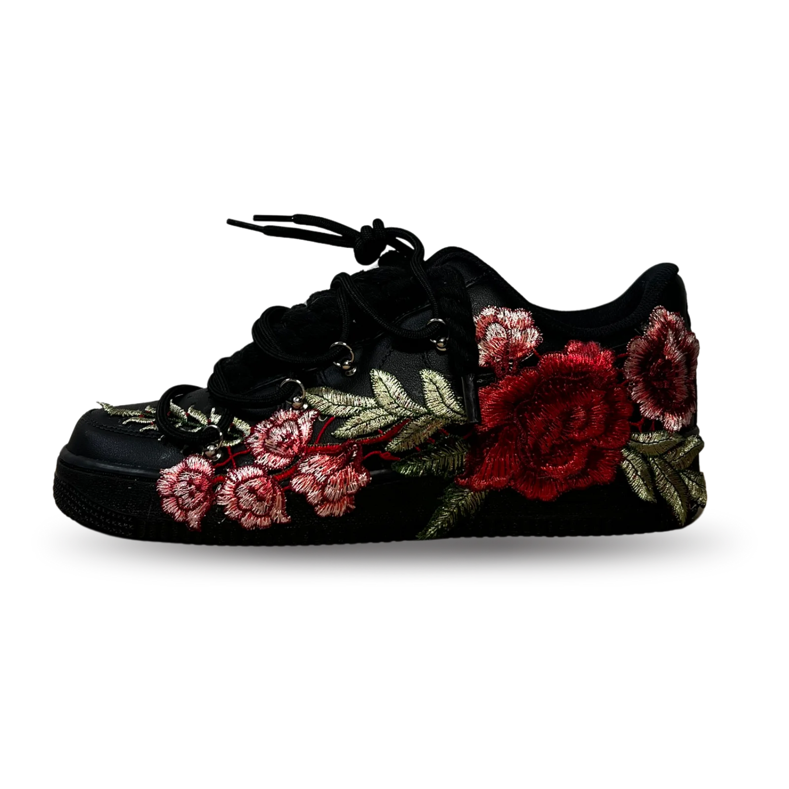 Nike Air Force 1 Black Rose Red Laced Up Oldalnézet