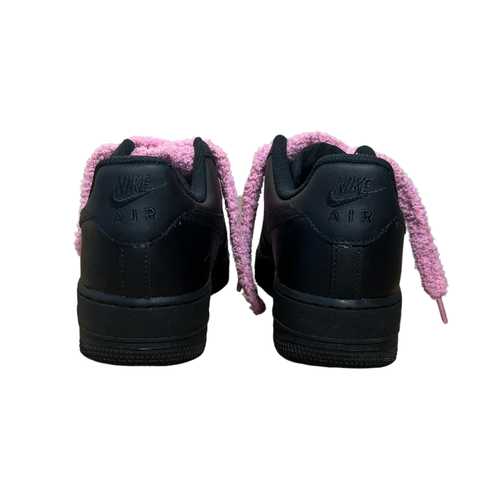 Nike Air Force 1 Black Fluffy Lace Pink Hátulnézet