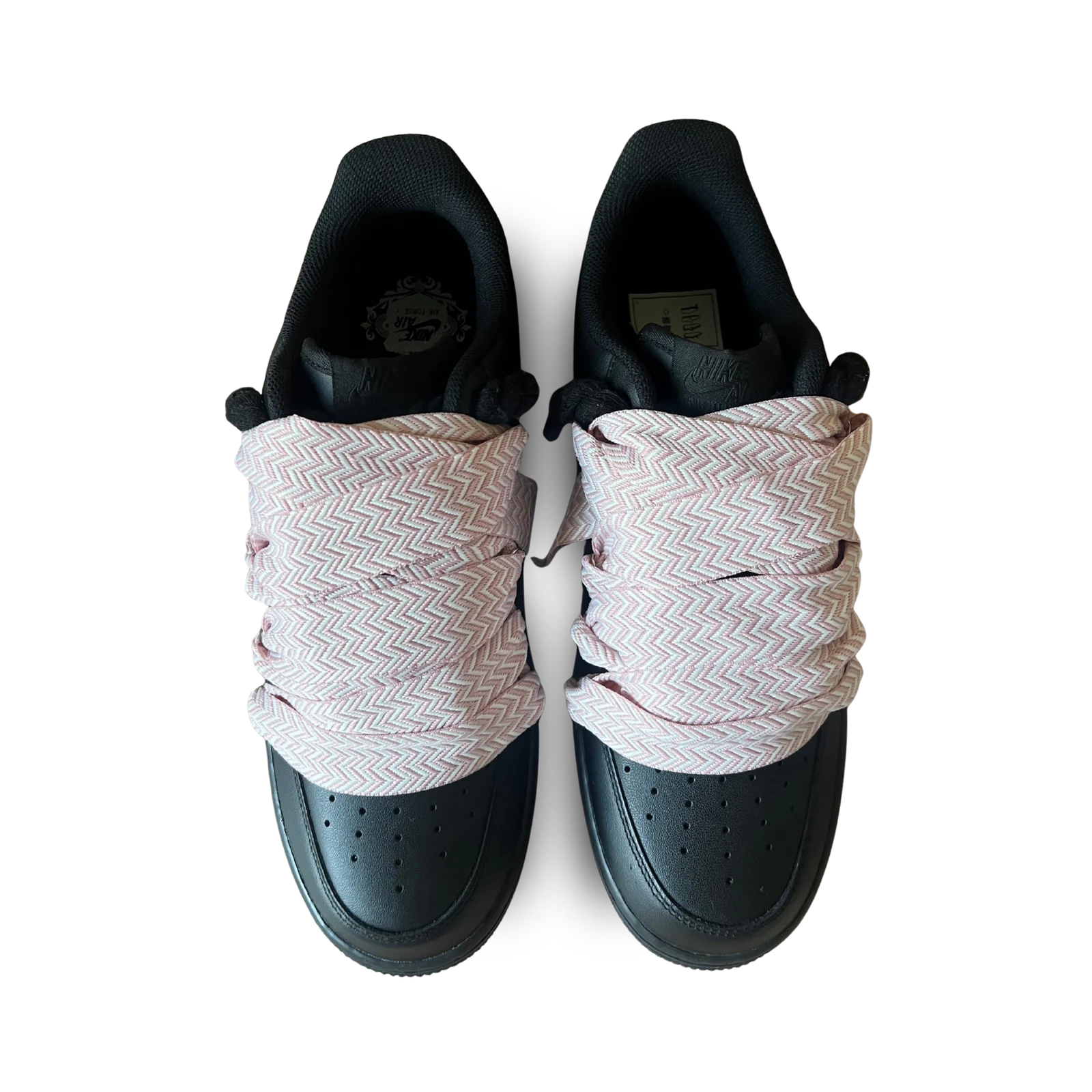 Nike Air Force 1 Black Lanvin Rope Lace Pink Felülnézet