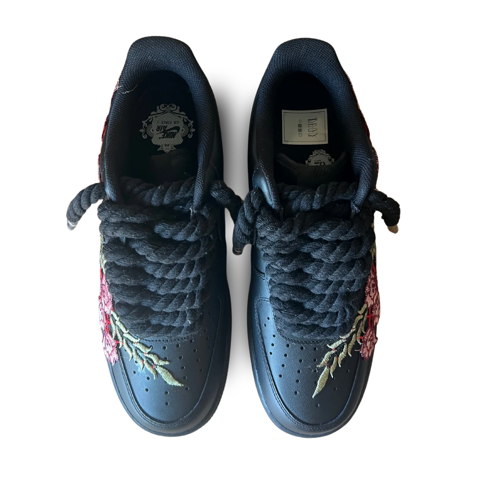 Nike Air Force 1 Black Rope Lace Rose Felülnézet