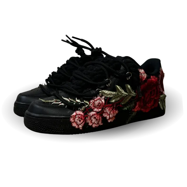 Nike Air Force 1 Black Rose Red Laced Up Csanadsoles
