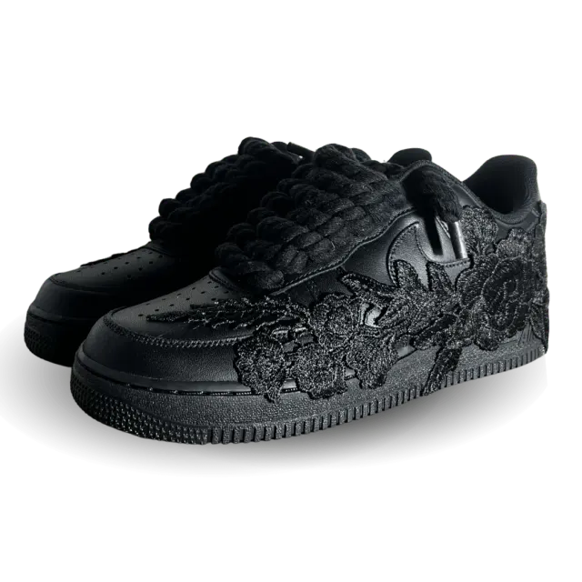 Nike Air Force 1 '07 Black Chunky Rope Lace Pure Black Rose Csanadsoles