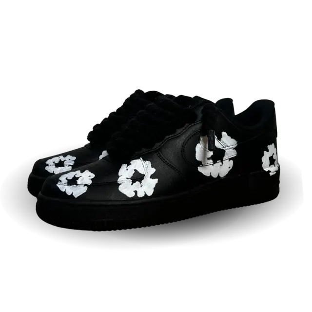 Nike Air Force 1 Low Black Denim Tears Custom Rope Lace Csanadsoles