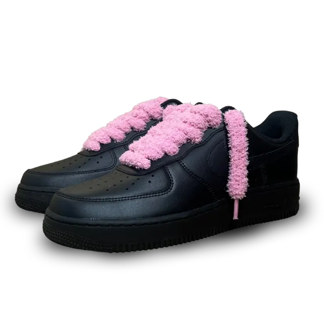Nike Air Force 1 Black Fluffy Lace Pink Csanadsoles