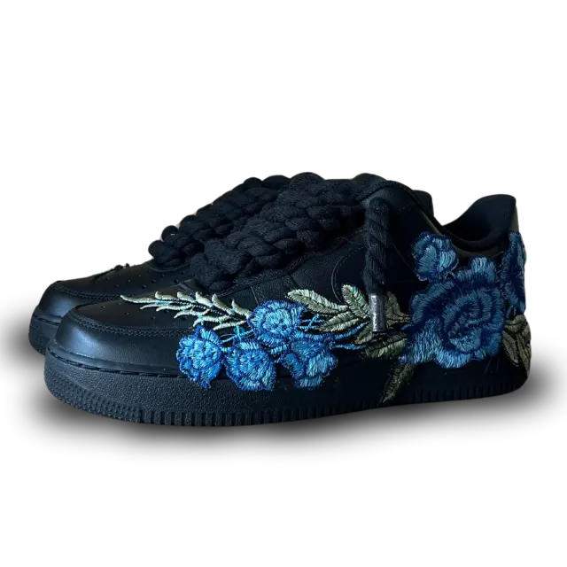 Nike Air Force 1 Black Rope Lace Blue Rose Csanadsoles