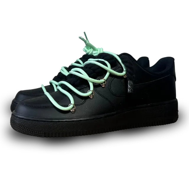 Nike Air Force 1 Black Laced Up Rope Lace Green Csanadsoles