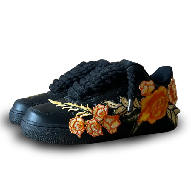 Nike Air Force 1 Black Rope Lace Yellow Rose Csanadsoles