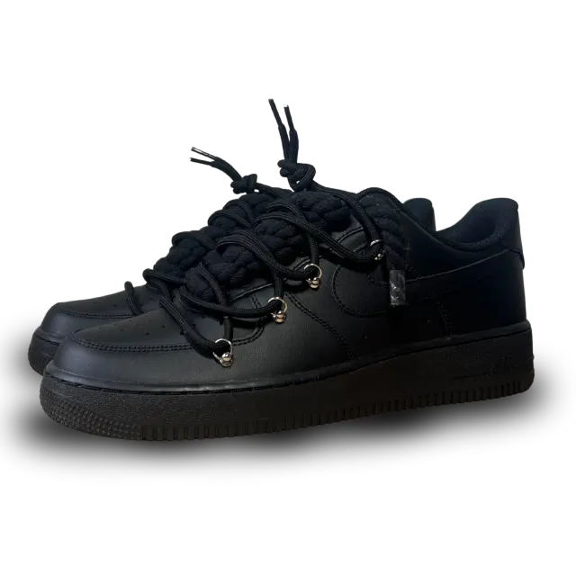 Nike Air Force 1 Black Laced Up Rope Lace Black Csanadsoles
