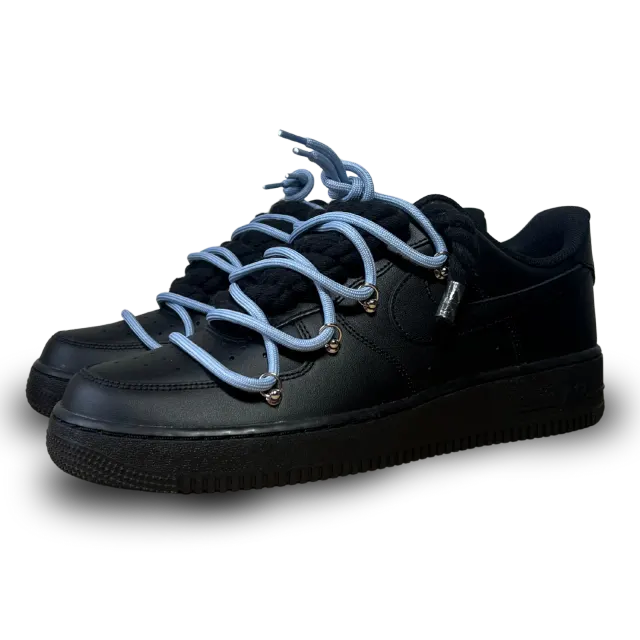 Nike Air Force 1 Black Laced Up Rope Lace Blue Csanadsoles