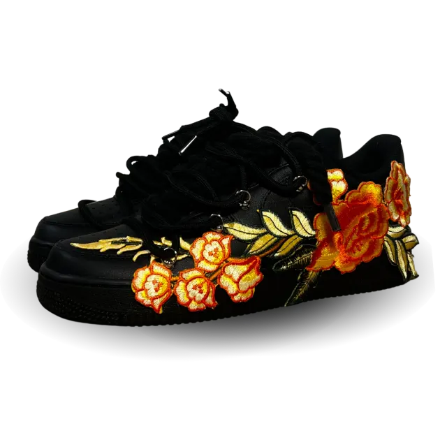 Nike Air Force 1 Black Rose Yellow Laced Up Csanadsoles