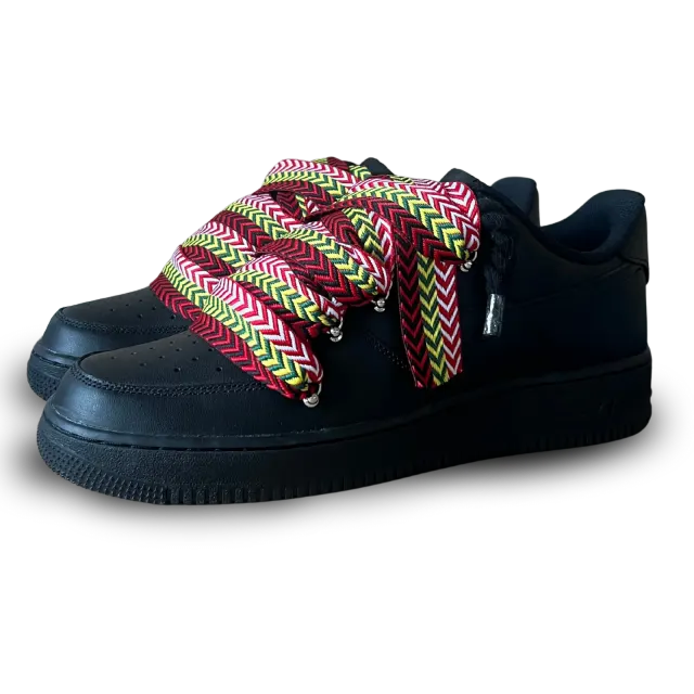 Nike Air Force 1 Black Lanvin Rope Lace Red Yellow Csanadsoles
