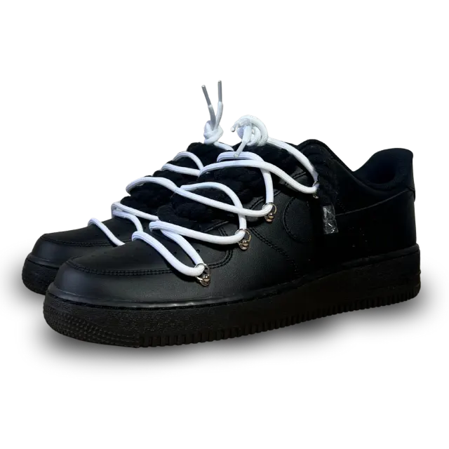 Nike Air Force 1 Black Laced Up Rope Lace White Csanadsoles