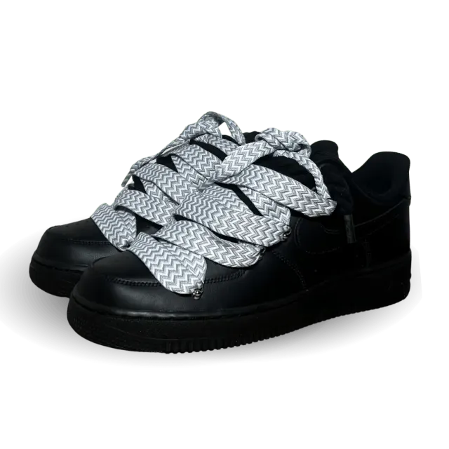 Nike Air Force 1 Black Lanvin Rope Lace Grey Csanadsoles
