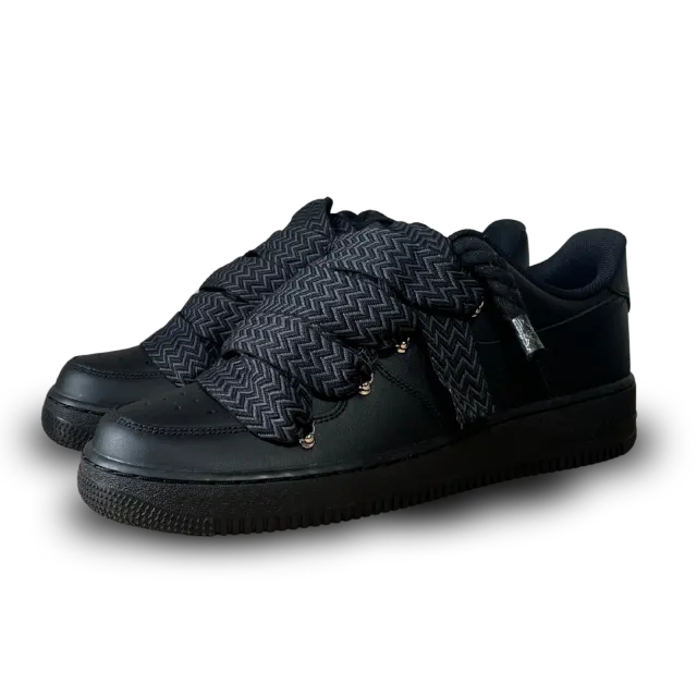 Nike Air Force 1 Black Lanvin Rope Lace Pure Black Csanadsoles