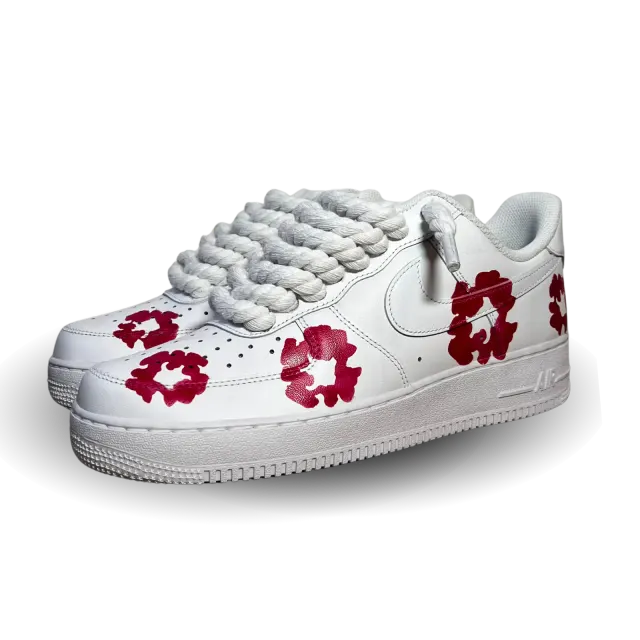 Nike Air Force 1 Low Denim Tears Custom Pink Rope Lace Csanadsoles