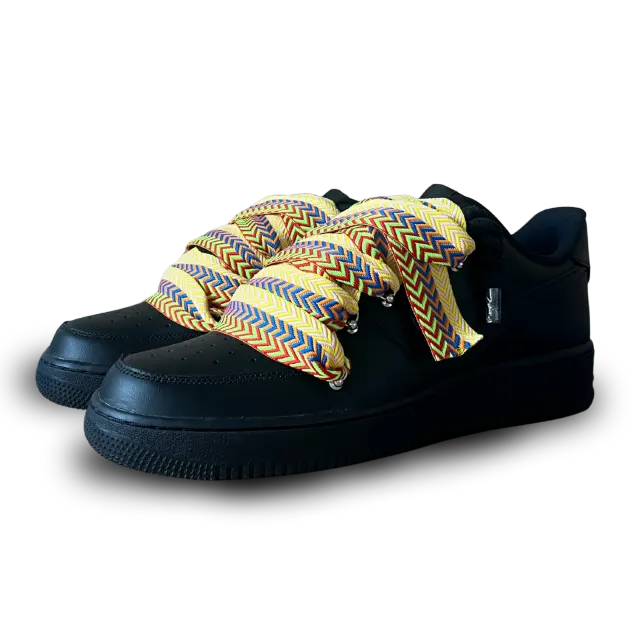 Nike Air Force 1 Black Lanvin Rope Lace Yellow Blue Csanadsoles