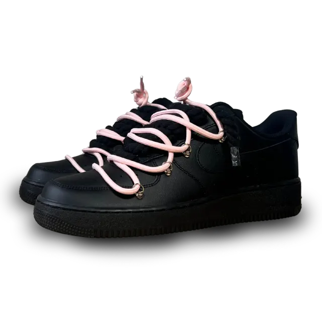 Nike Air Force 1 Black Laced Up Rope Lace Pink Csanadsoles